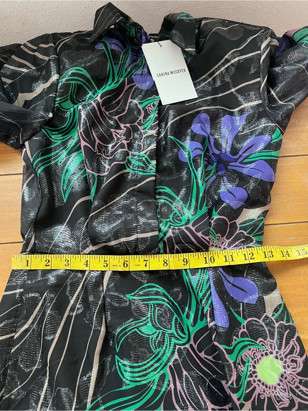Sabina Musayev Abby Mini Dress Black Floral Metallic Size XS New With Tags - Picture 13 of 17